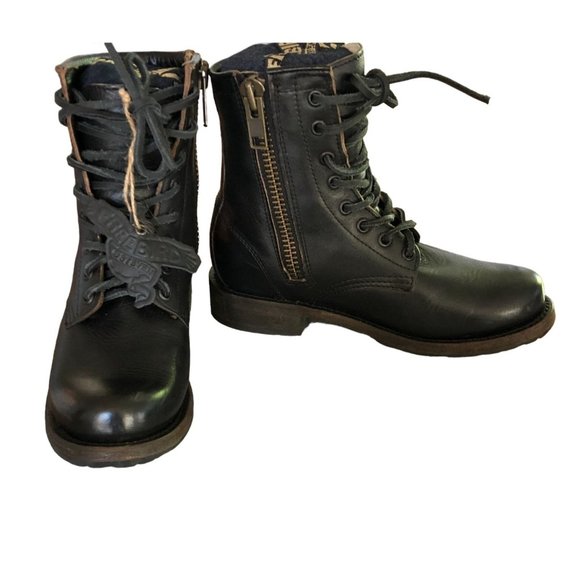 Like new! Freebird by Steven Manchester Combat Boots Black Size 6 Booties - Picture 3 of 16